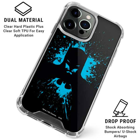 DC Comics Batman Blue Splash character shape iPhone 16 Pro Clear Case